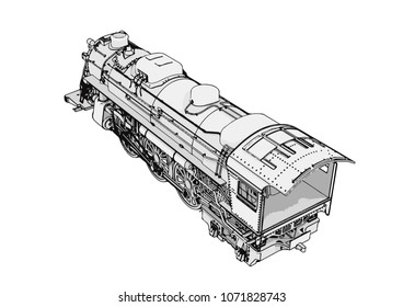 silhouette retro steam engine vector