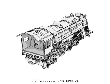 silhouette retro steam engine vector