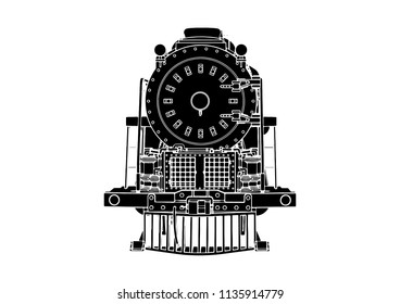 silhouette retro steam engine vector