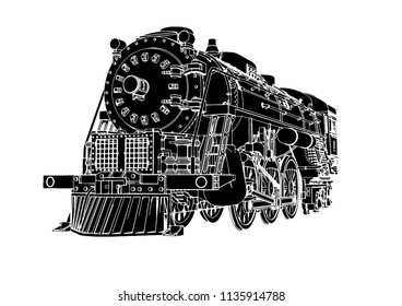 silhouette retro steam engine vector