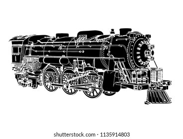 silhouette retro steam engine vector