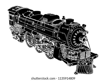 silhouette retro steam engine vector