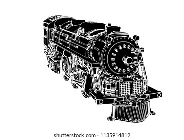 Silhouette-Retro-Dampfmaschine, Vektorgrafik