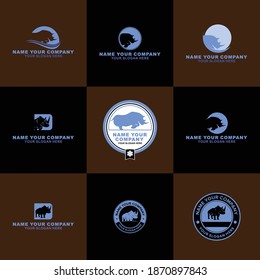 silhouette Rhino emblem bundle logo design