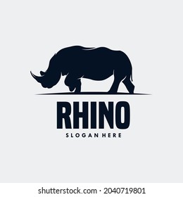 Silhouette of the rhino in the moon logo design