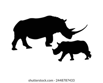Silhouette Rhinoceros animal Mother's Day flat design