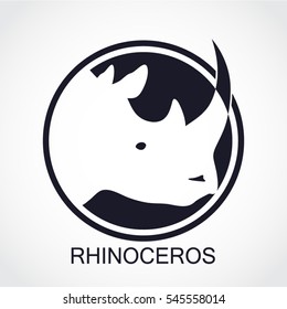 silhouette rhinoceros head negative shape logo