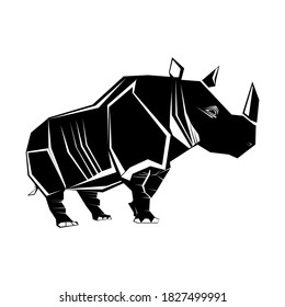 silhouette of Rhinoceros isolated on white background. vector illustration