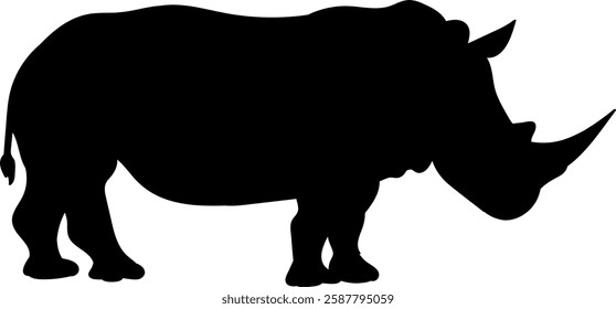 silhouette of a rhinoceros on a white background, vector