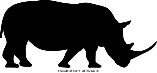 silhouette of a rhinoceros on a white background, vector