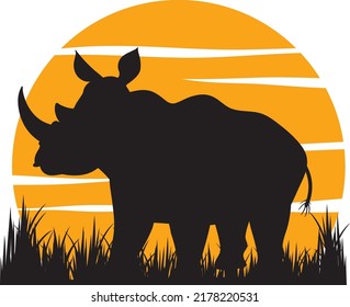 Silhouette rhinosaurus with heart illustration