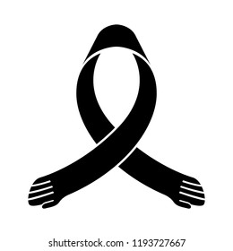 Silhouette of a ribbon. Breast cancer campaign. Vector illustration design