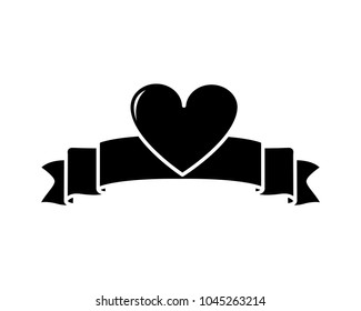 silhouette ribbon decoration holiday with heart design