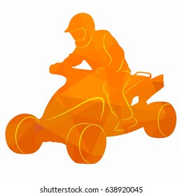 silhouette of a rider ATV, creative triangles illustration, white background