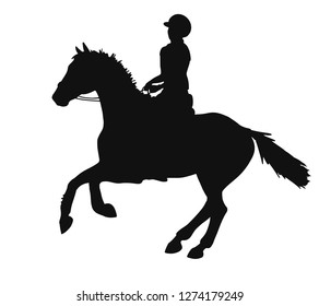 Silhouette Rider Horse Cantering Vector Sketch Stock Vector (Royalty ...