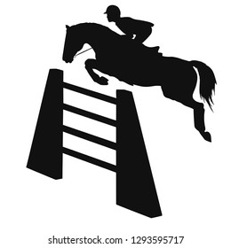 Silhouette Rider On Horse Jumping Over Stock Vector (Royalty Free ...