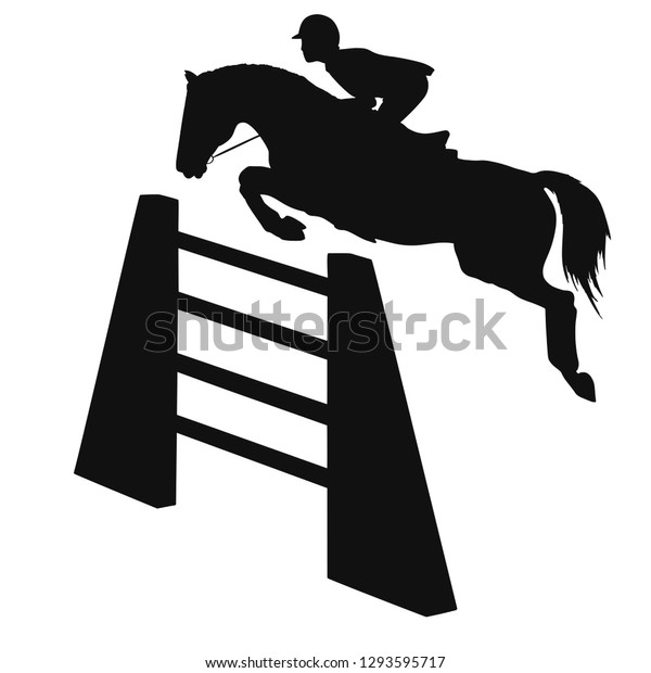 Silhouette Rider On Horse Jumping Over Stock Vector (Royalty Free ...