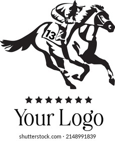 Silhouette Of Riding Stallion Race Horse Logo Icon