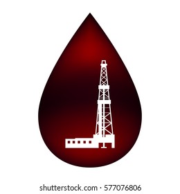 Silhouette of the rig in a drop of oil.