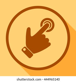 
Silhouette of the right hand presses the button.