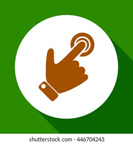 Silhouette of the right hand presses the button.