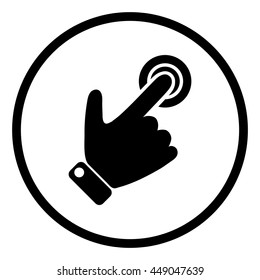 Silhouette of the right hand presses the button.