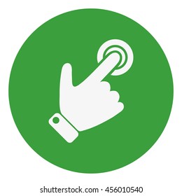 Silhouette of the right hand presses the button.