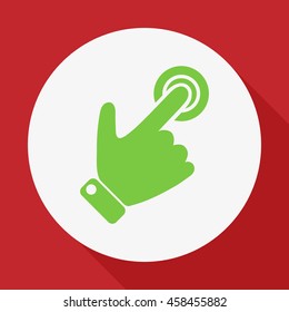 
Silhouette of the right hand presses the button.