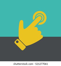 
Silhouette of the right hand presses the button.