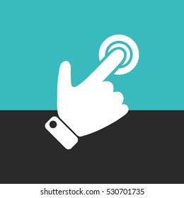 
Silhouette of the right hand presses the button.