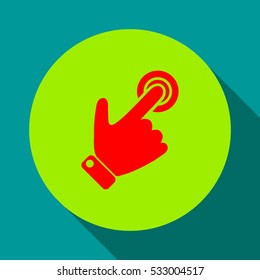 
Silhouette of the right hand presses the button.