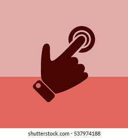Silhouette of the right hand presses the button.
