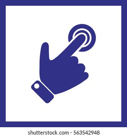 Silhouette of the right hand presses the button.
