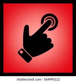 Silhouette of the right hand presses the button.