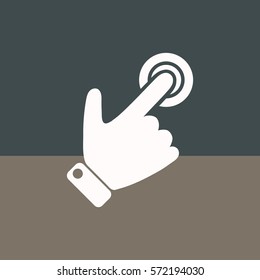 Silhouette of the right hand presses the button.
