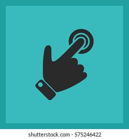 
Silhouette of the right hand presses the button.