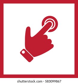 Silhouette of the right hand presses the button.