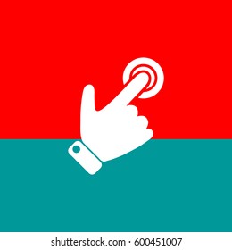 Silhouette of the right hand presses the button.