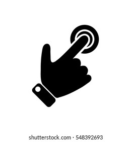 Silhouette of the right hand pressing button.