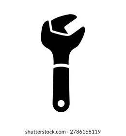 Silhouette of a ring spanner on a white background with box end wrench, isolated