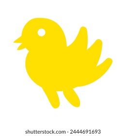 Silhouette of ringing spring sparrow bird. Bright illustration for design of festive spring banner. Flat vector element in thin stroke isolated on white background
