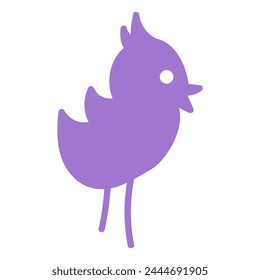 Silhouette of ringing spring sparrow bird. Bright illustration for design of festive spring banner. Flat vector element in thin stroke isolated on white background