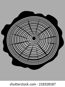 Silhouette of rings of trunk 2, vector illustration