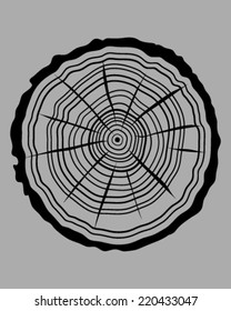 Silhouette of rings of trunk 6, vector illustration