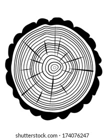 Silhouette of rings of trunk, vector illustration