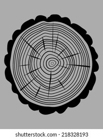 Silhouette of rings of trunk, vector illustration