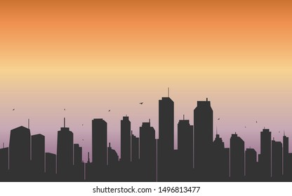 Silhouette Rising City Dawn Background Stock Vector (Royalty Free ...