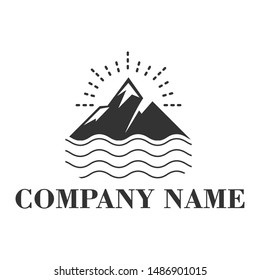 silhouette river mountain logo design
