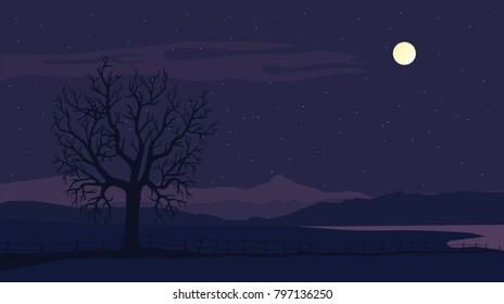 Silhouette of river at night