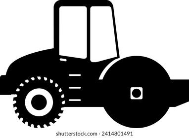 Silueta del icono del compresor de rodadura por carretera en estilo plano. Ilustración vectorial